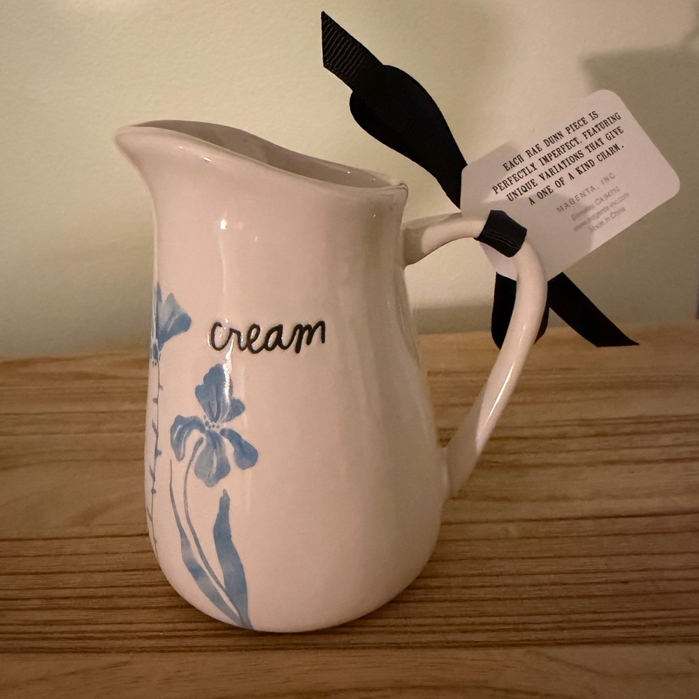 Rae Dunn small “Cream” with Blue Floral Accents